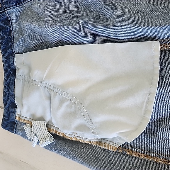Forever 21 blue denim jeans mini skirt exposed button up pockets Y2K Size 31 - Picture 5 of 6